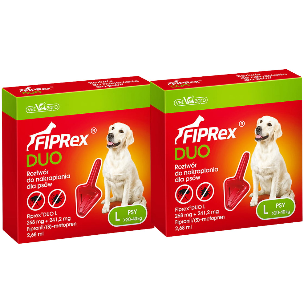 Fiprex DUO L KROPLE na Pchły Kleszcze dla Psa 20-40kg Ochrona na 60 dni